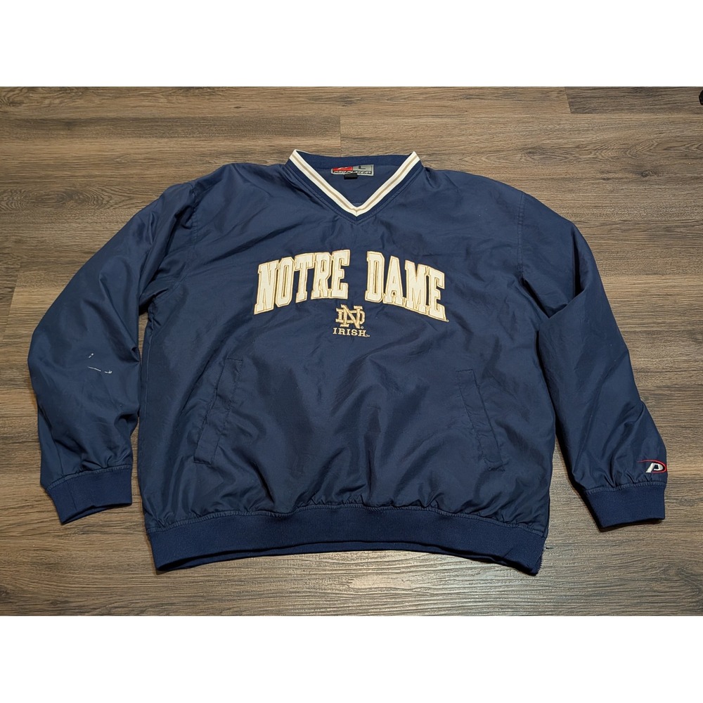 Vintage Pro Player Notre Dame Fighting Irish V-Neck Windshirt Pullover Large